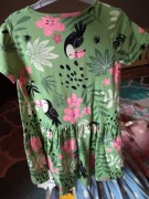 Sukienka tukany ptaki kwiaty falbana 110