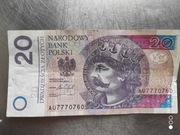  20 zł. Numer radarowy AU 7770760