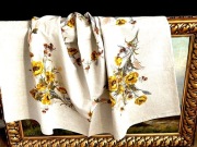 ŚNIADANIOWY,len,CEPELIA, żółte maki.142x127cm.