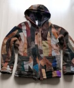 Kurtka kożuch łaciaty vintage custom płaszcz XL