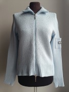 Dzianinowy sweter na zamek z kieszonką niebieski M/38 L/40