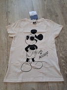 T-shirt dziewczęcy z krótkim rękawem - Myszka Mickey - rozm 146/152 - ekri