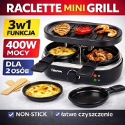 Grill Raclette Mini Tristar PD-9053 | 3w1 | 400W | dla 2 osób, NOWY