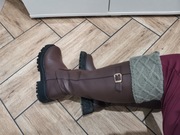 Kozaki damskie czekoladowy brąz brązowe traper 