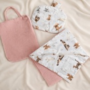 Bawełniany Komplet do żłobka kocyk 50/75 poduszka torba