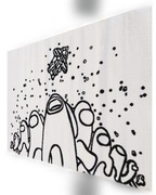 Dywan 160 x 220 kosmos dziecięcy biały czarny among us