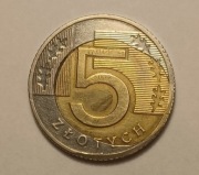 Destrukt 5 zł., złotych 2009. Bardzo rzadki w tym roczniku. Prześwit!