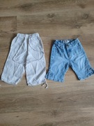 Spodnie lniane i krótkie jeansowe dla dziewczynki 9m 74 rozmiar 