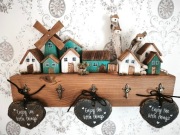 Wieszak na klucze dekoracja ścienna haczyki 