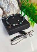 Komplet dla mężczyzn - czarny turmalin, agat indyjski, hematyt 