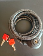 Zapięcie rowerowe linka stalowa z zamkiem + 2 klucze, jak nowe (88)