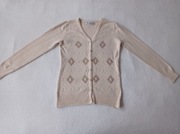 BOUNY BABY ŚLICZNY BEŻOWY SWETEREK ROZPINANY 9-10 LAT 140