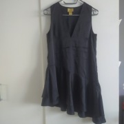 H&M czarna sukienka satynowa w stylu retro asymetryczna S XS