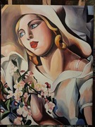 Kopia obrazu Tamary Lempickiej "Słomkowy kapelusz"  