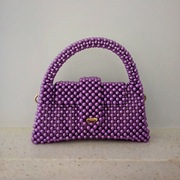 Damska torebka wizytowa z fioletowych koralików 