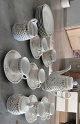 Porcelana ażurowa D.P.R.K. komplet kawowy na 6 osob