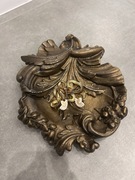 Ozdobna Popielnica Mosiężna PRL Tacka Żeliwna Kwiat Liść Mydelniczka