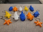 Breloki, zawieszki zwierzaki lis rekin hipcio kameleon ryba rozgwiazda