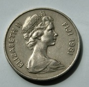 Fidżi 20 cent 1981  Elżbieta II Stan !!