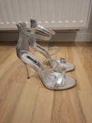 Vices srebrne sandały na szpilce buty na obcasie sandałki szpilki na lato