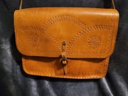 Stara skórzana torebka góralska styl zakopiański