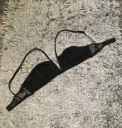 Czarny stanik gorsetowy - biustonosz koronkowy XS H&M