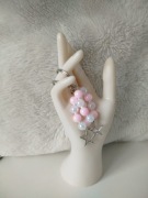 Dwie matching / takie same breloki, różowe białe z zawieszką gwiazdy bff