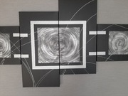 Obraz tryptyk drukowany i malowany na płótnie 