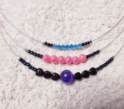 Naszyjnik  3 w 1 czarny różowy niebieski