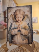 Obrazek na desce Aniołek chłopiec 
