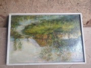 Obraz z wiejską chatą 