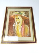 Dziewczyna w kapeluszu,akwarela,A.Duren