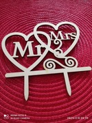 Napis Mr Mrs na tort weselny