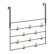 Czarny wieszak na drzwi z 10 haczykami