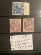 Francja 1929 Mi 237 MNH**, Mi 238 MH*, Mi 238V(*) NG