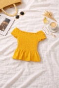 Musztardowa hiszpanka XS  letnia bluzka boho