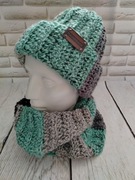 Komplet czapka i komin jesień zima handmade rękodzieło 