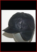 czapka skórzana z daszkiem klapkami HANDMADE 59 zimowa skóra kożuch futro