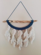 Makrama ścienna – listki, rękodzieło, boho dekoracja