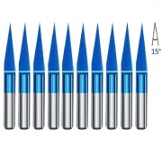 Zestaw 10szt. Frezów CNC VHM PVD 3.175mm do grawerowania 15st