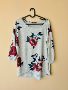 Sweter XS 34 s 36 Only szary w kwiaty 