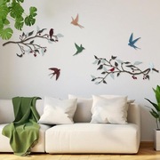 Zestaw dekoracji ściennych z metalowymi ptakami Pduoduo 