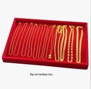 Ekspozytor taca na biżuterię łańcuszki, bransoletki czerwony 22 sztuk