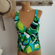 Tankini damskie Basic Line 42/44 zielono-czarne miseczka C stan bdb