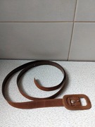 Pasek brąz zamsz z klamrą damski PRL