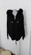 Sweter czarny z kapturem ,oversize ,futerko zdejmowane