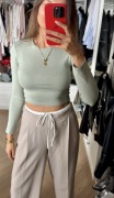 Sinsay koszulka top Crop z modalem krótka bluzka longsleeve Zara Reserved