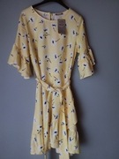 Orsay Sukienka żółta w kwiaty z wiskozy rozm. 38