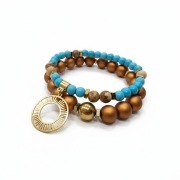 Bransoletki turkus cynamon jaspis zloto kamienie