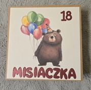 Kartka urodzinowa 18 ręcznie robiona miś napis dowolny